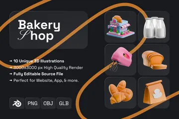 Bakery Shop 3D Icon Pack