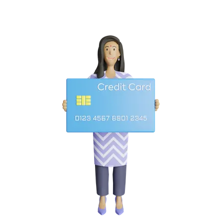Free Femme d'affaires détenant une carte de crédit  3D Illustration