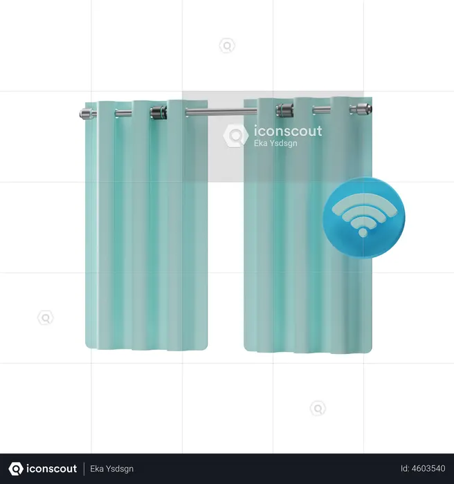Smart Home Curtain  3D Illustration