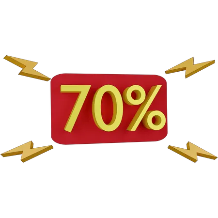 Étiquette de réduction de 70 pour cent  3D Illustration