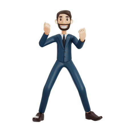 Businessman Celebrate Success  3D Illustration