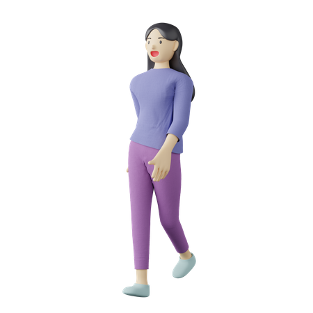 Casual female walking pose  3D Illustration