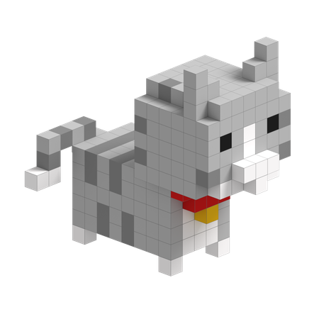 Cat Cute Voxel Art  3D Icon