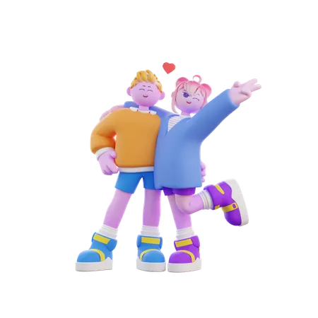 Couple Hugging  3D Illustration