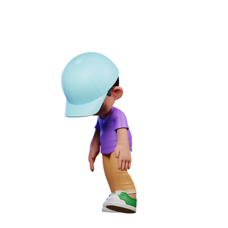 Cute Boy Giving Tired Walk Pose  3D Illustration