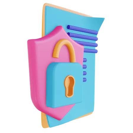 Document security lock  3D Illustration