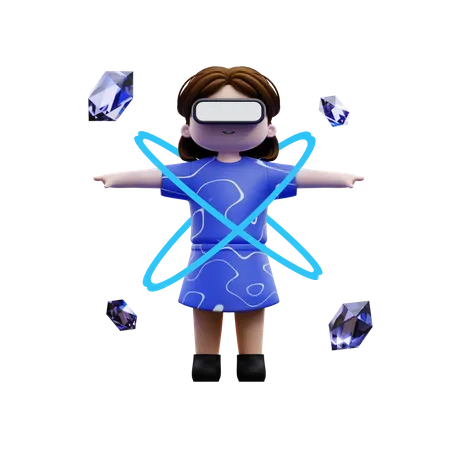 Girl meta world experience  3D Illustration
