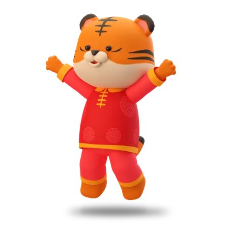 Happy Chinese Cute tiger  3D Illustration