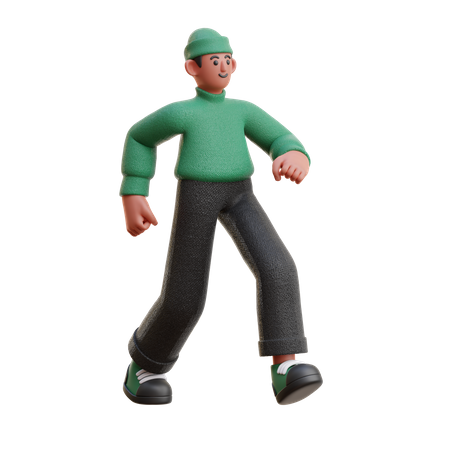 Man going for walk  3D Illustration