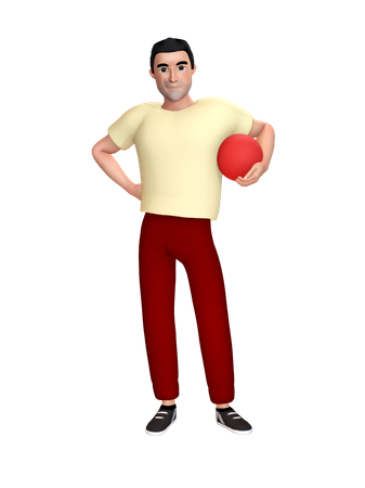 Man holding ball in hand  3D Illustration