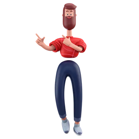Man Points To Something  3D Illustration