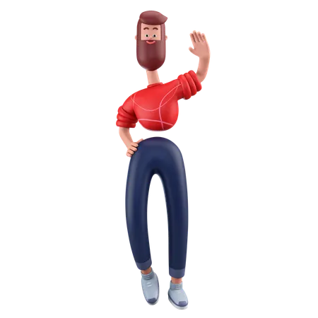 Man Waving Hands  3D Illustration
