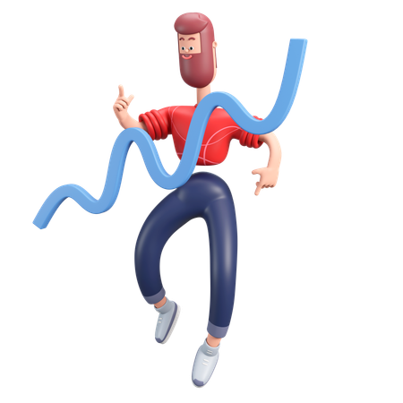 Man With Progress Chart  3D Illustration