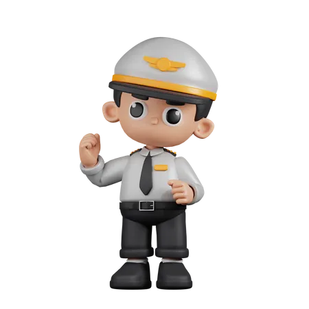 Pilot Doing Congratulation  3D Illustration