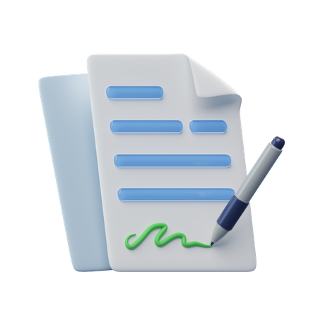 Signed Document  3D Icon