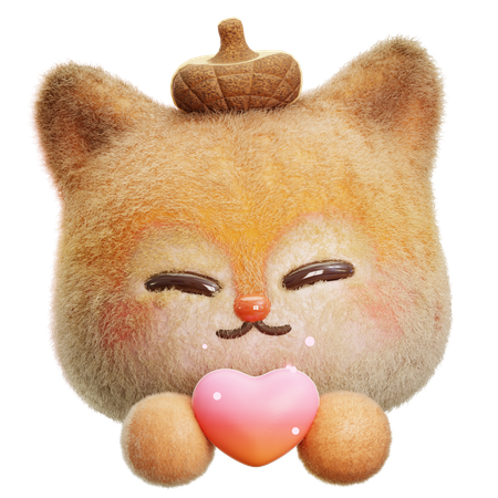 Squirrel Holding Heart  3D Icon