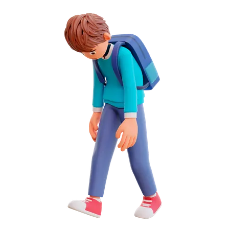 Student walk limp  3D Illustration