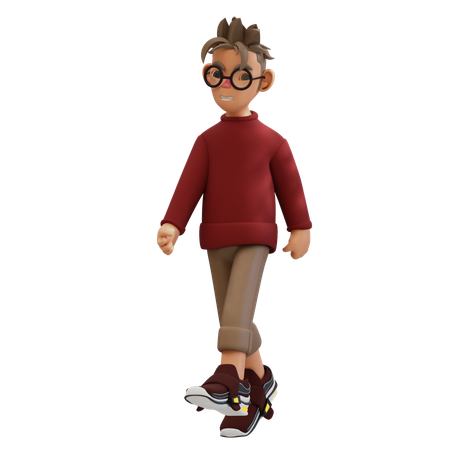 Young Man Walking To Left Pose  3D Illustration
